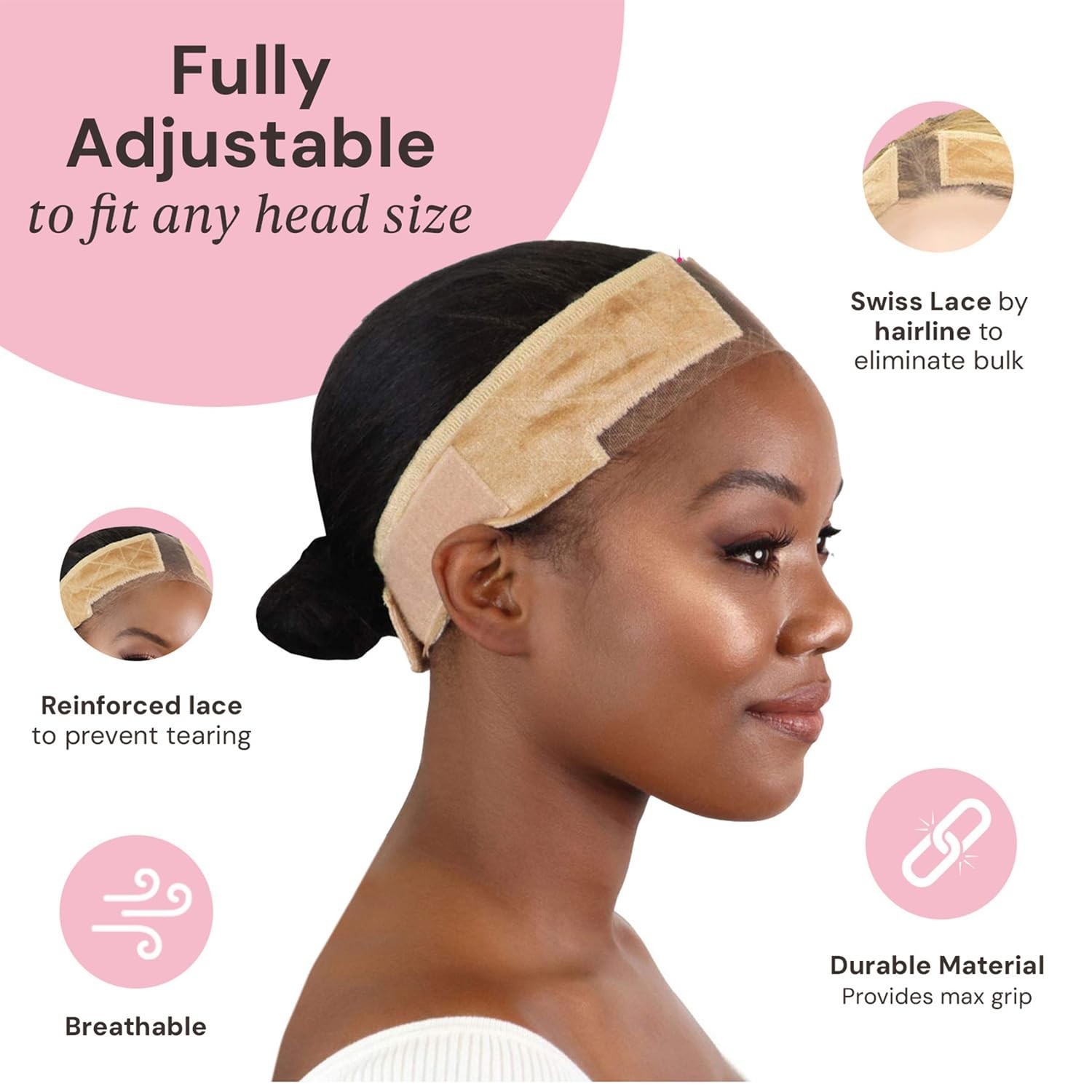 Wigrip, Lace Wig Band for Women, Fully Adjustable & Reinforced Lace Wig Grip…