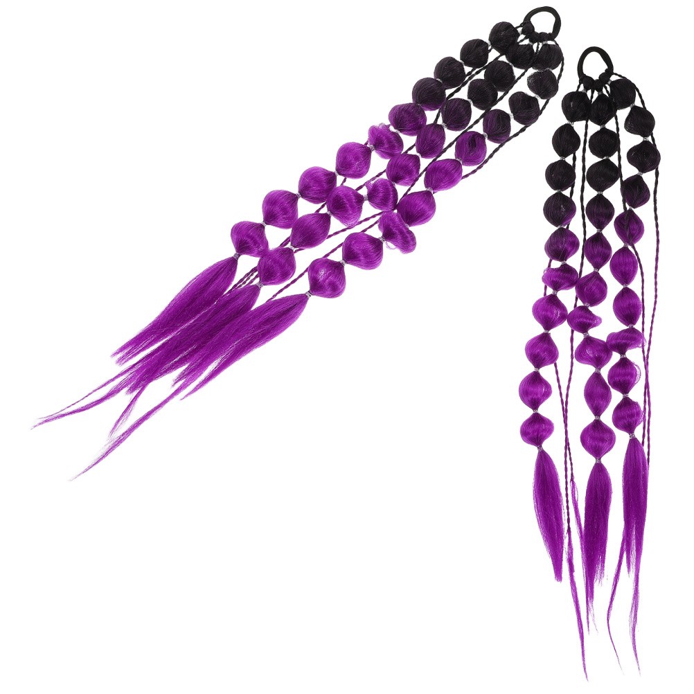 1 Pair Colored Bubble Ponytail Extension: Long Colored Hair Extensions With Tie