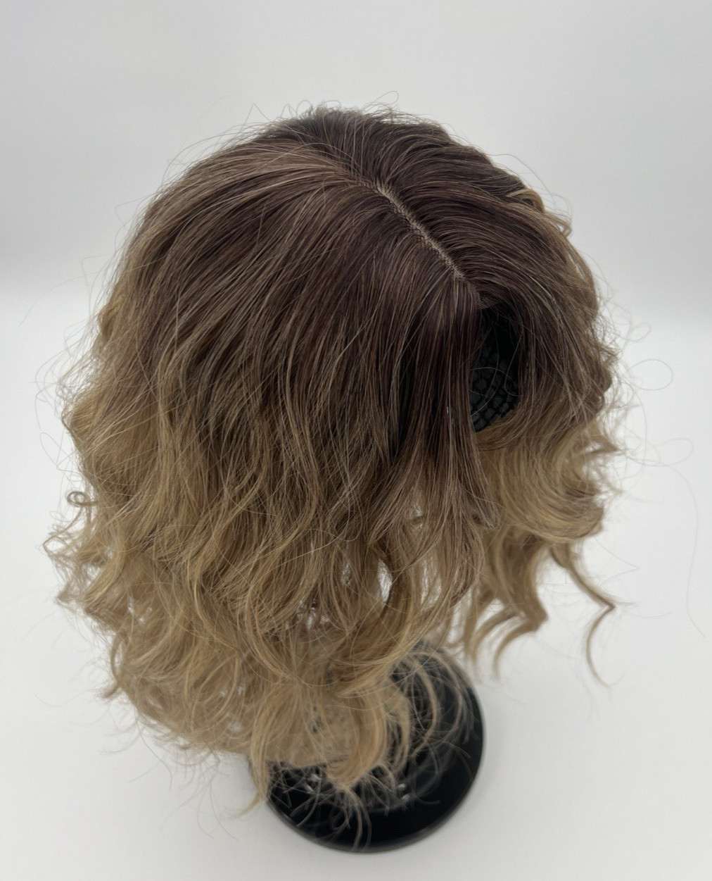 Ombre Brown Blonde w/ Dark Roots 12in Women Premium Hair Topper