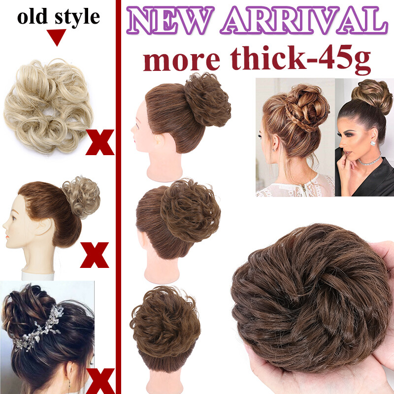 US Curly Messy Bun Hair Piece Scrunchie Updo Thick Hair Extensions Real As Human