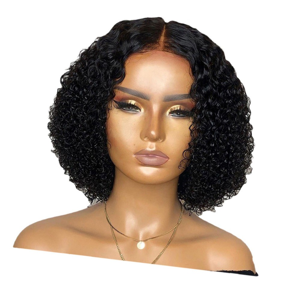 Women Curly Black Afro Curly Wave Lace Front Wigs Synthetic Hair Wig