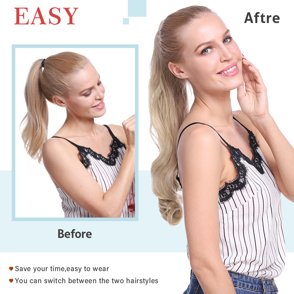 Highlights Long Real Claw Ponytail Clip In Hair Extensions Pony Tail As Human US