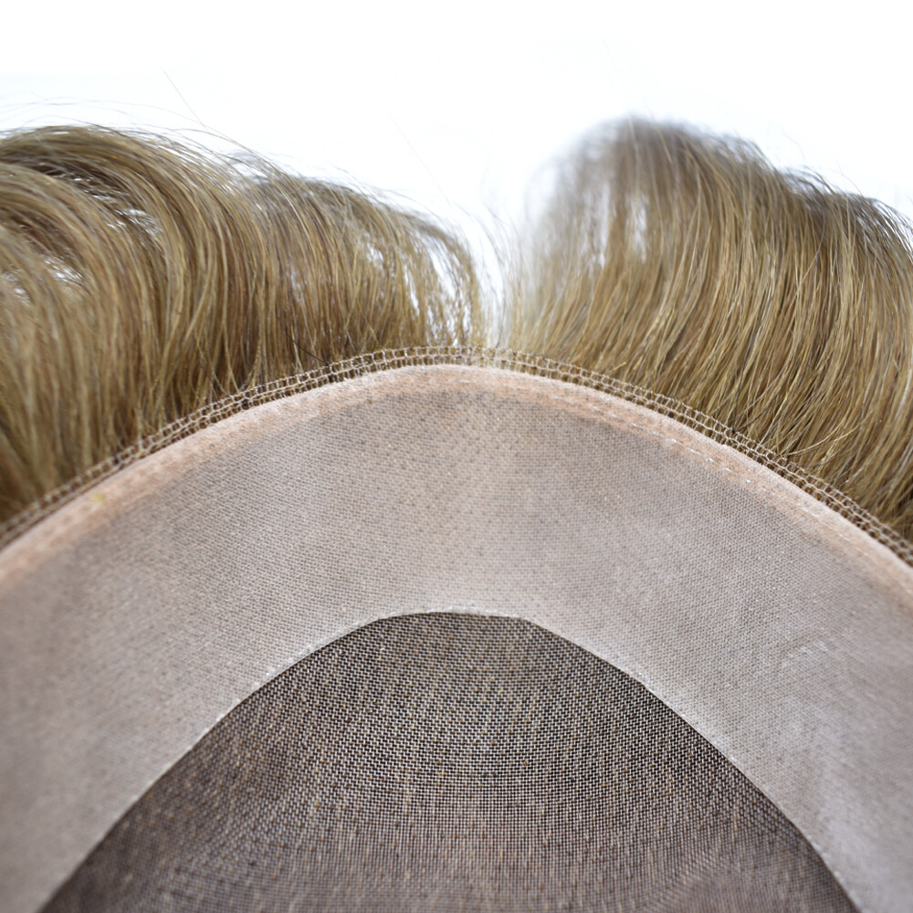 US Mens Toupee For Men Fine Mono Poly Around Human Hair Replacements Hairpieces