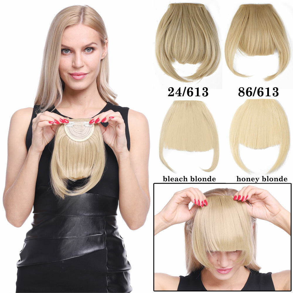 One Piece As Human Hair Neat Side Bangs Clip In Fringe Front Hair Extensions UK