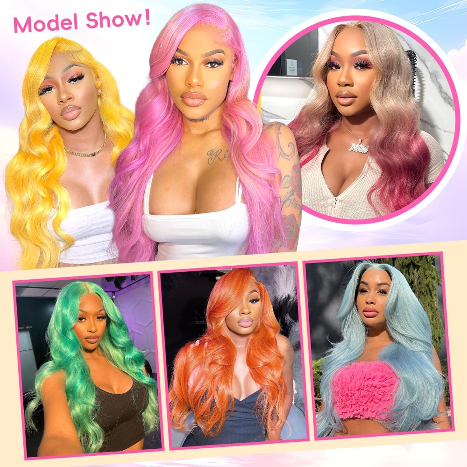 28″ 200 Density Blonde Lace Front Wig, 13×6 Body Wave, Pre-Plucked, Glueless Hum