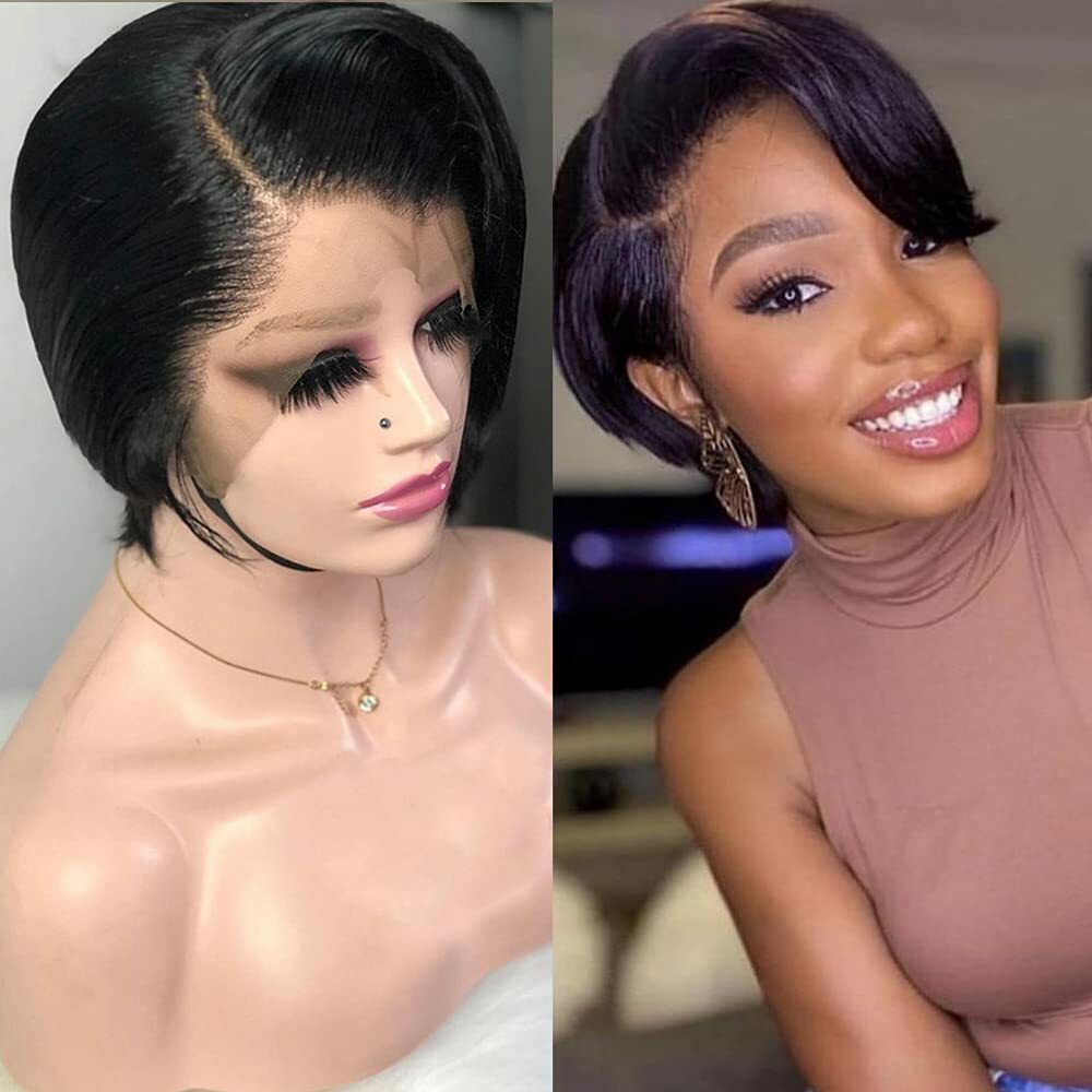 Pixie Cut Wigs for Black Women Human Hair Short Pixie Cut L Part Lace Front Wigs