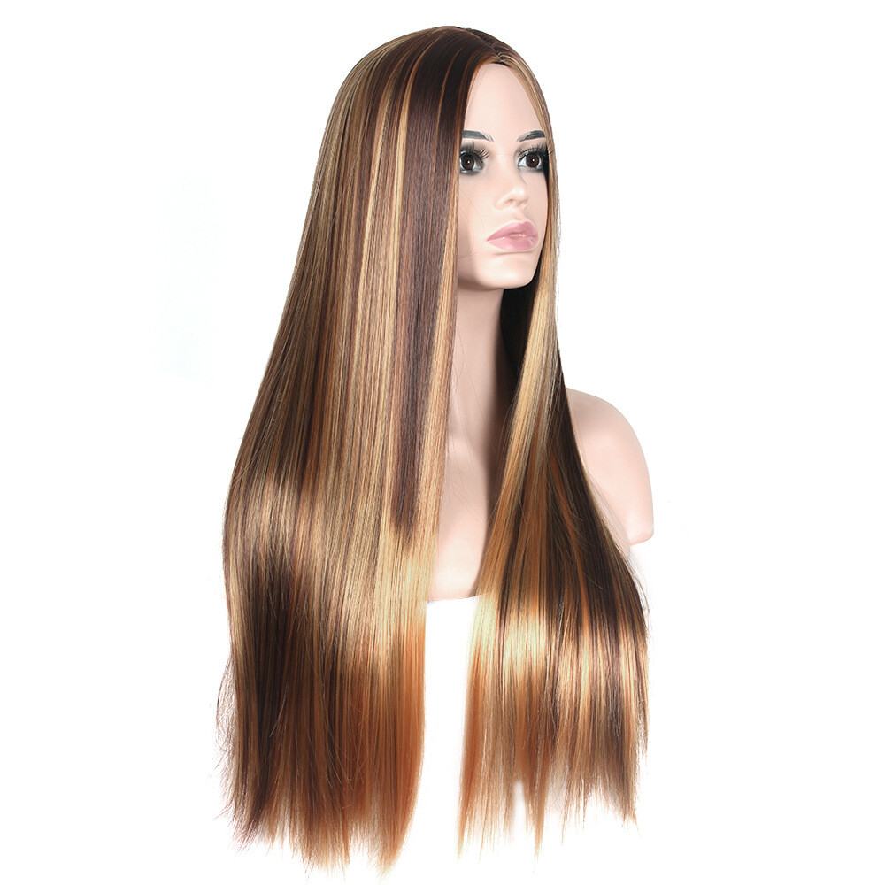 Highlight Wig Brazilian Straight Human Hair Full Wigs Ombre Brown Honey Blonde
