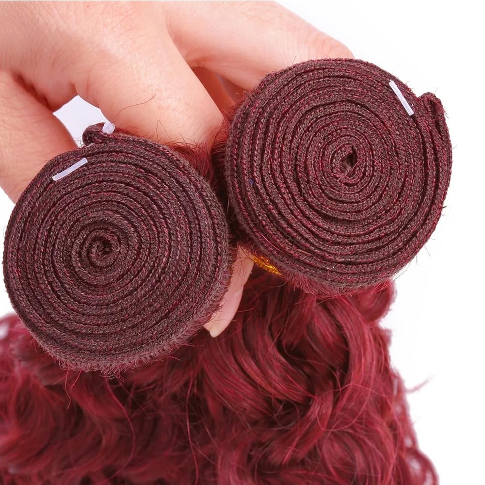 Burgundy Human Hair Bundles 99J Deep Wave 3 Bundles 34 34 34 inch 300g 8A Brazil