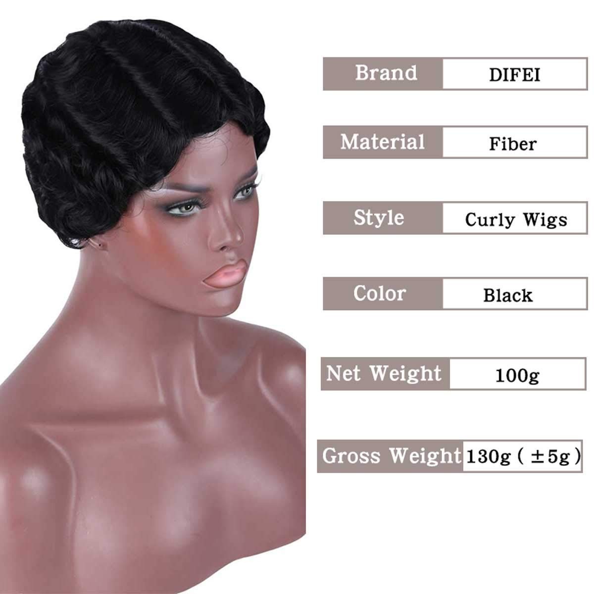 Fashionable Short Finger Wave Wig – 7 Color Options, Heat-Resistant Synthetic