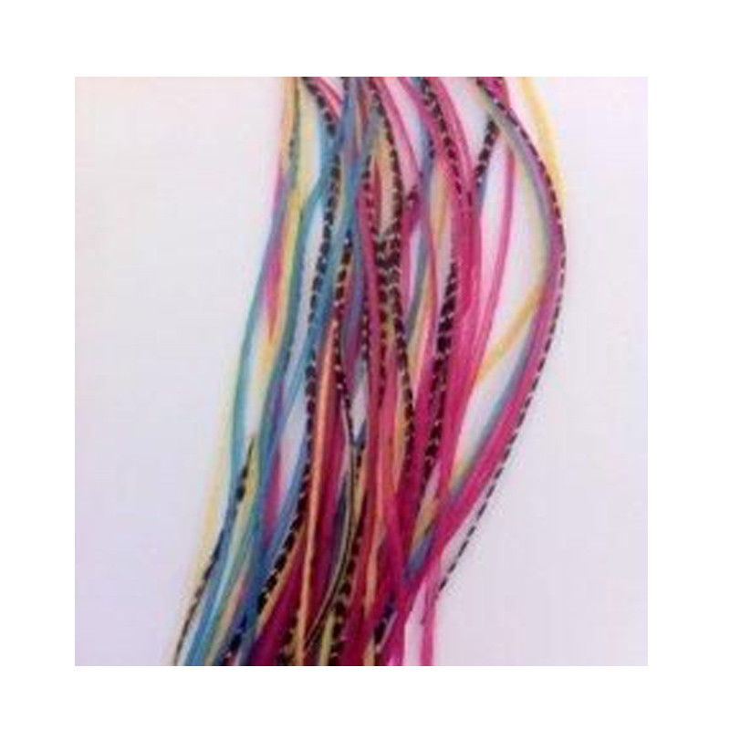 7-10 inch Yellow, Pink, Blue, Grizzly 100% Real Hair 5 Feather Extensions bonded