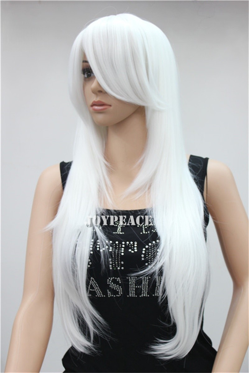 Long Straight Mixed Brown blonde Layered Synthetic Hair Dress Up Wig With Bangs