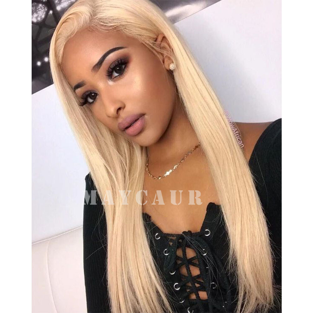 24″ Heat Resistant Front Lace Wig Synthetic Hair Long Silky Straight #613 Blonde