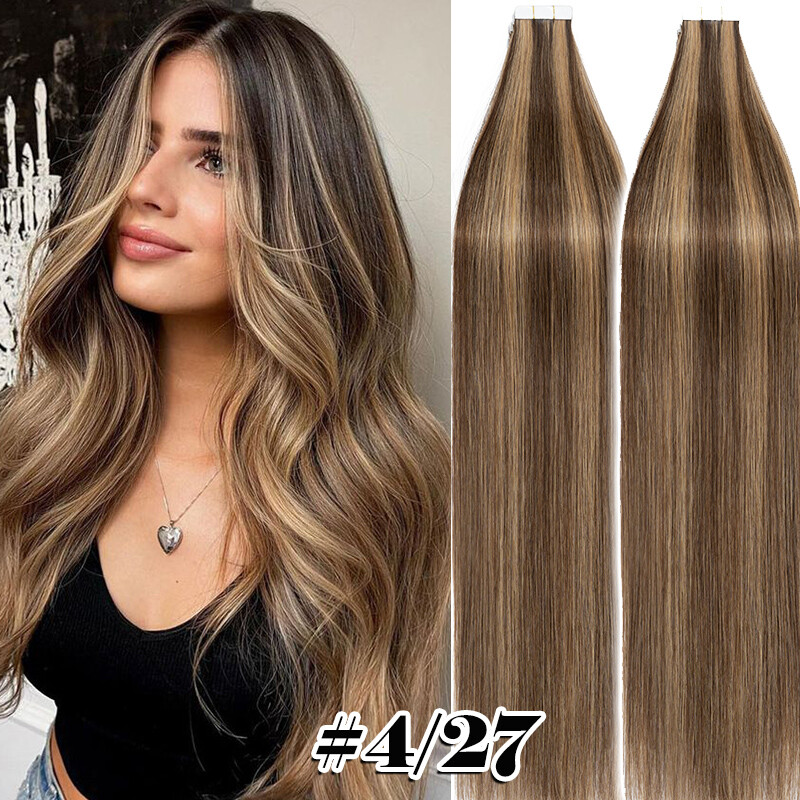 60pcs Invisible 100% Real Russian Remy Human Hair Extensions Tape In Glue On USA