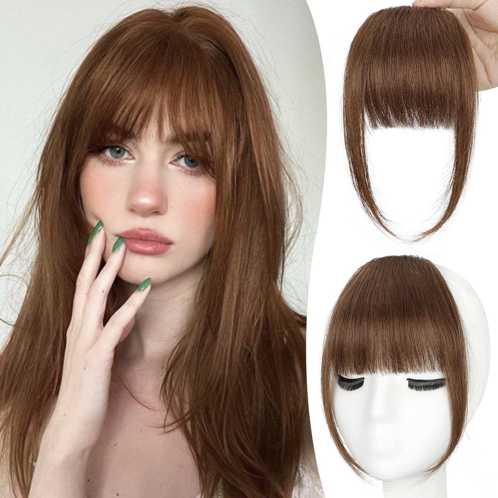YOLIN 100% Human Hair Clip-in Bangs with Temples – Natural & Easy to Use
