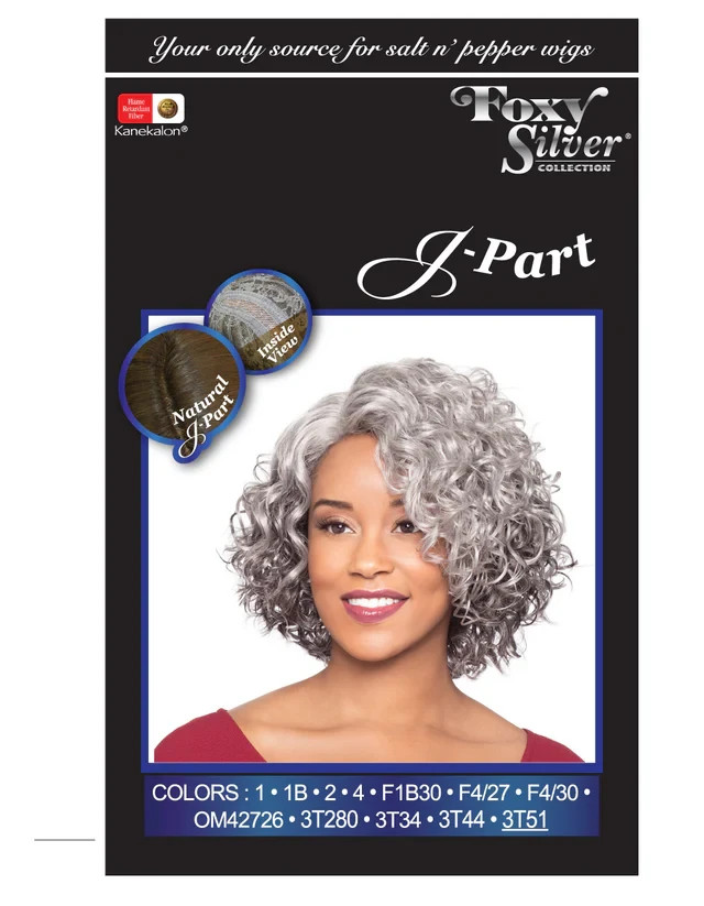Foxy Silver MARTINA Wig, Stylish and Natural-Looking Synthetic Wig, Curly J-Part