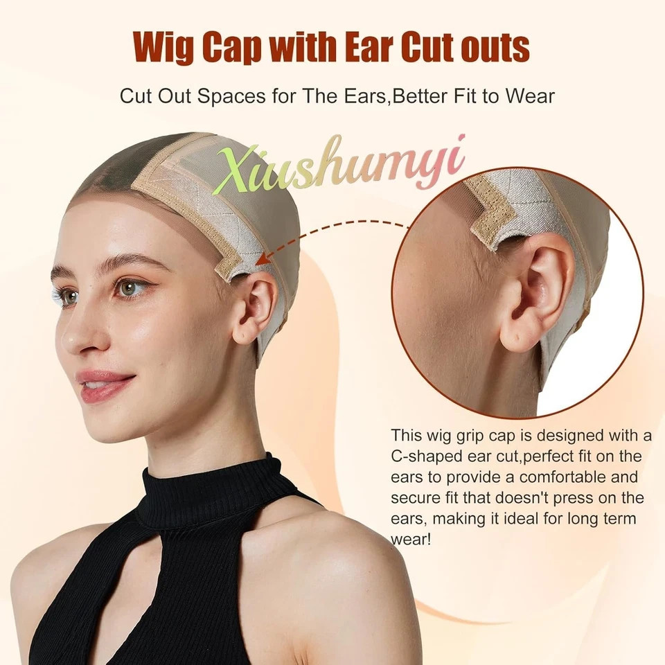 Lace Wig Cap for Women Adjustable Wig Grip Cap with Velvet Band for Keeping Wigs