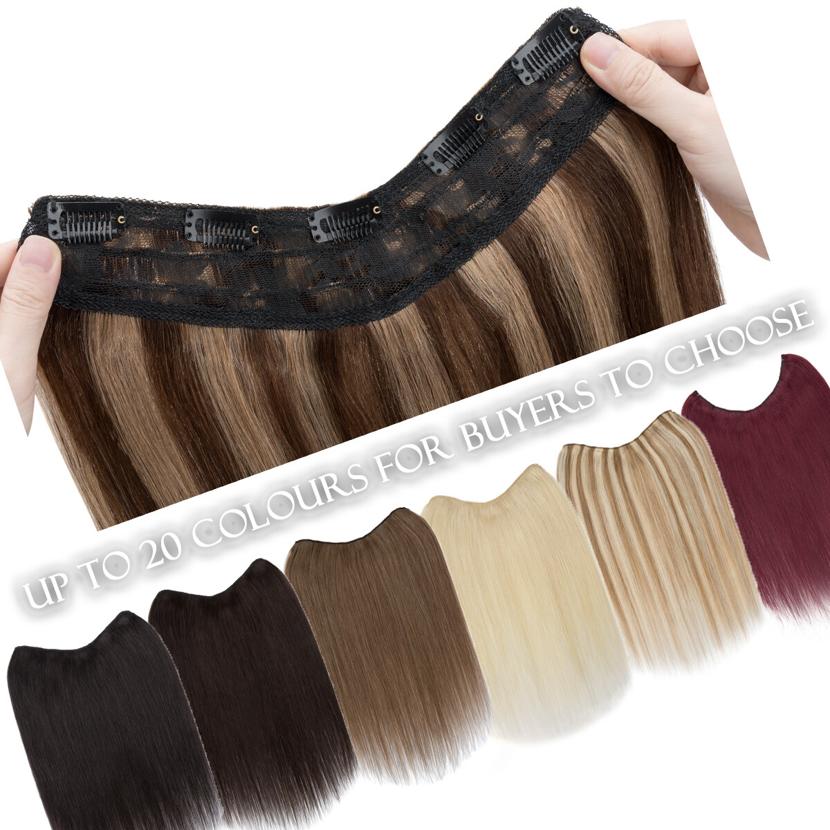 AAA+ V-Shaped One Piece Clip In Remy Human Hair Extensions Blonde 3/4 Full Head