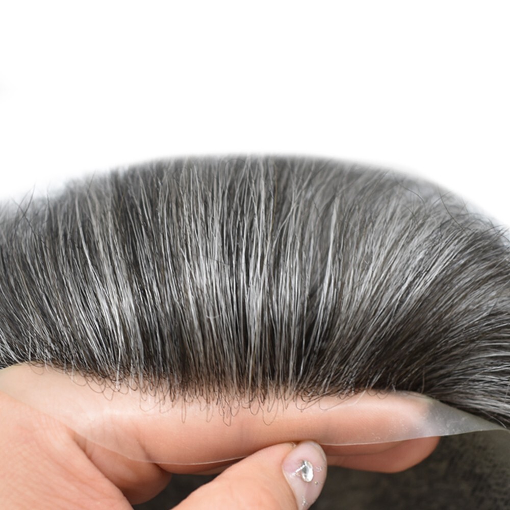 Mens Toupee Wig Thin Skin V-Loop 0.08mm Men Hairpiece Replacement System Units