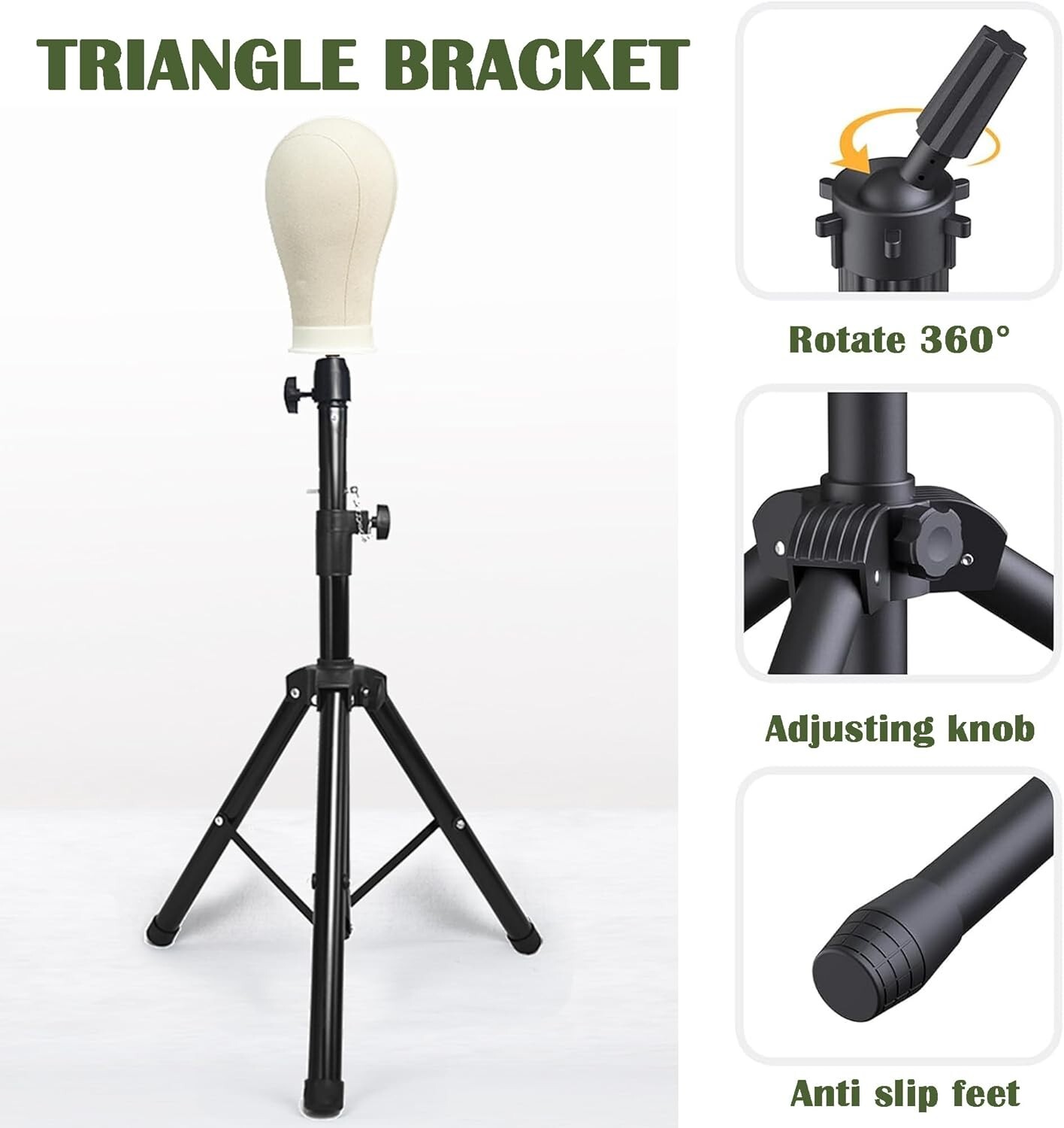 Canvas Mannequin Head White Wig Stand Tripod Set 23 Inch with Styling Tools