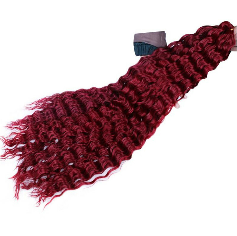 30″ Deep Wave Crochet Bulk Braids Synthetic Ocean Wave Crochet Hair Extensions