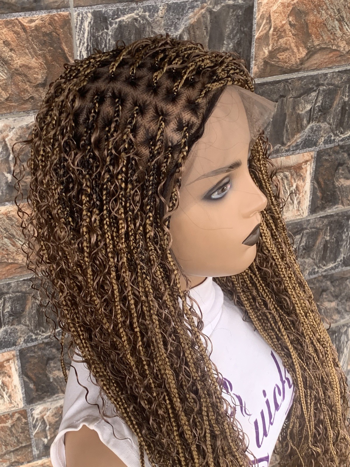 Tangle Free Boho Knotless Braided Wig Box braids Full lace braids wig Senegales