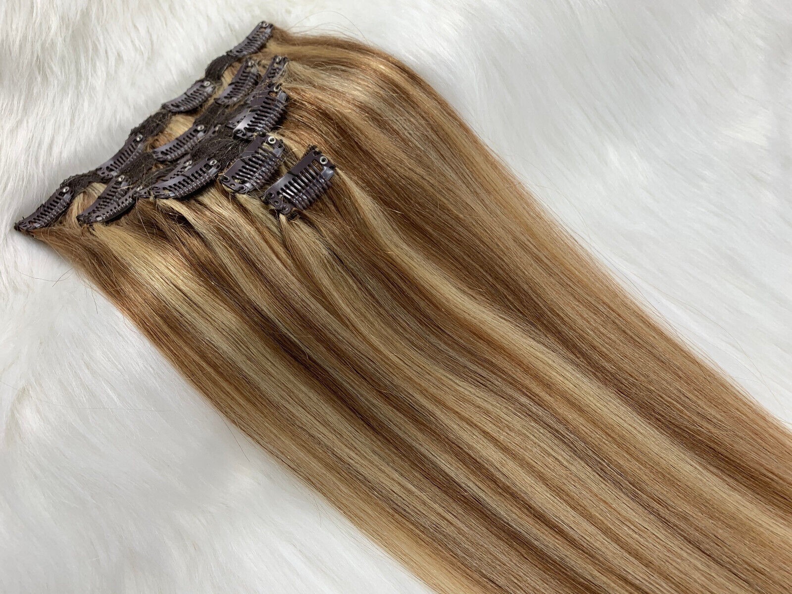 Double Weft Clip In Real Remy Human Hair Extensions Full Head Thick for Women