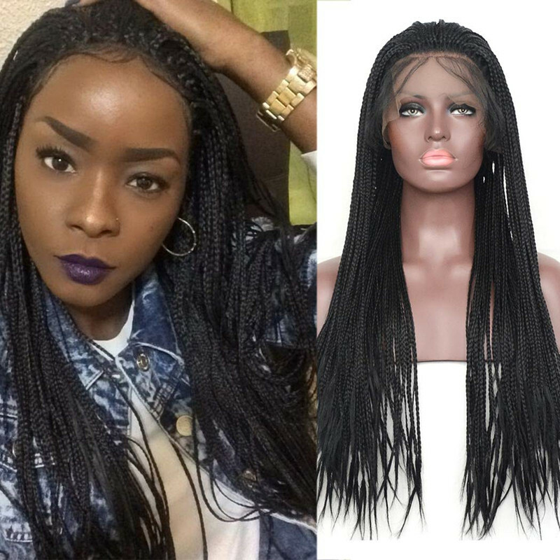 Long Micro Box Braids 13X4 Lace Front Wig Braided Wigs with Baby Hair for Women