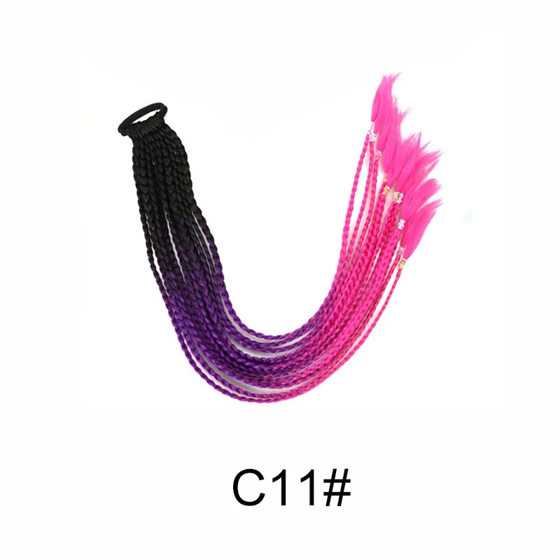 Gradient Colored Braided Ponytail Extension Elastic Rubber Band for Women Girls