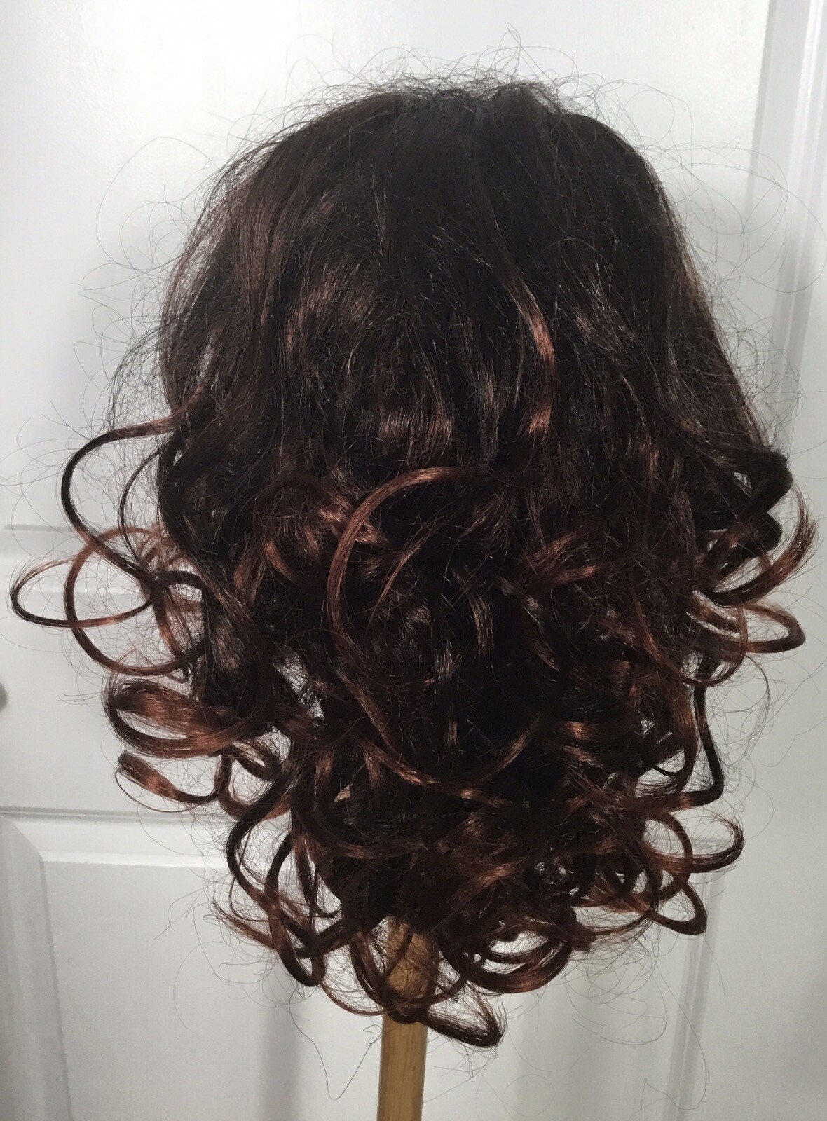 New! ISIS Collection Wrap-N-Tie Hairpiece Soft Curls Dark Brown /Red (6-ISS) NWT