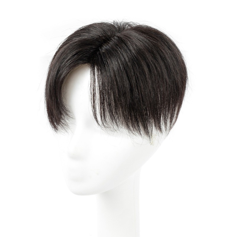 Short Toppers Hairpiece Real Human Hair Clip in Tape Hair Pieces Wig For Men