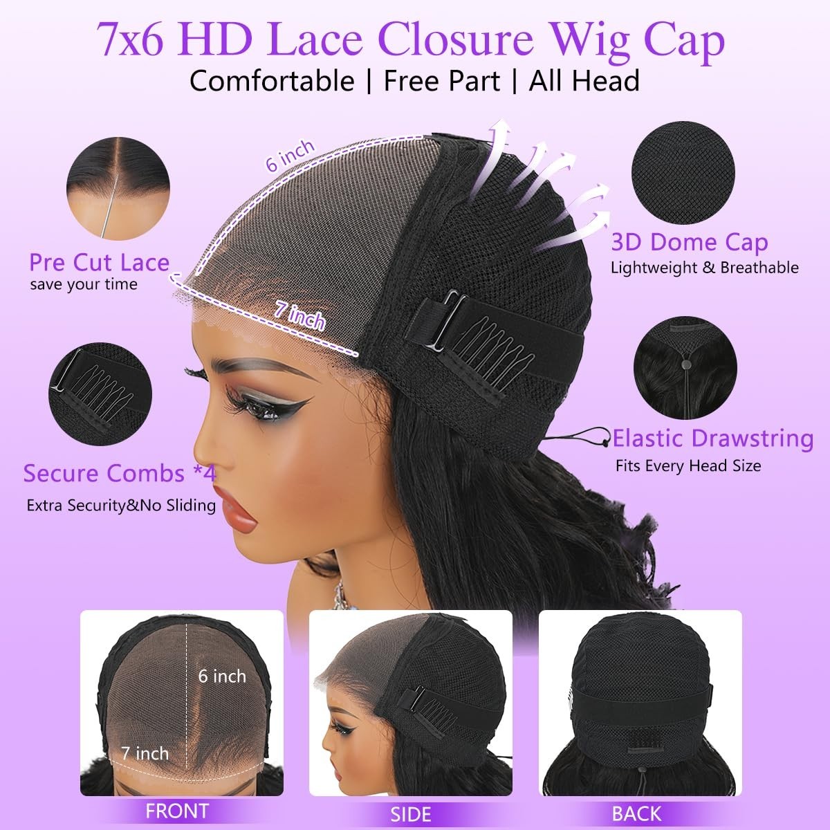 26″ Body Wave Glueless Wig – 250% Density, HD Lace Front, Pre-Plucked, Natural C