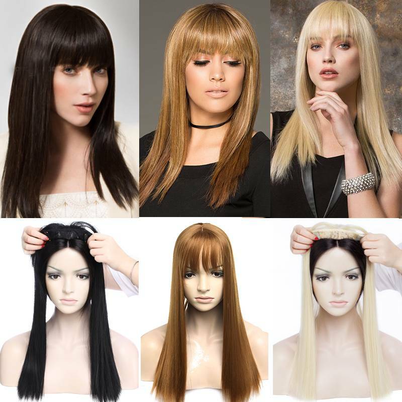 Real 100% Nautural Clip In Topper Hair Extension Thick As Human Long Straight US