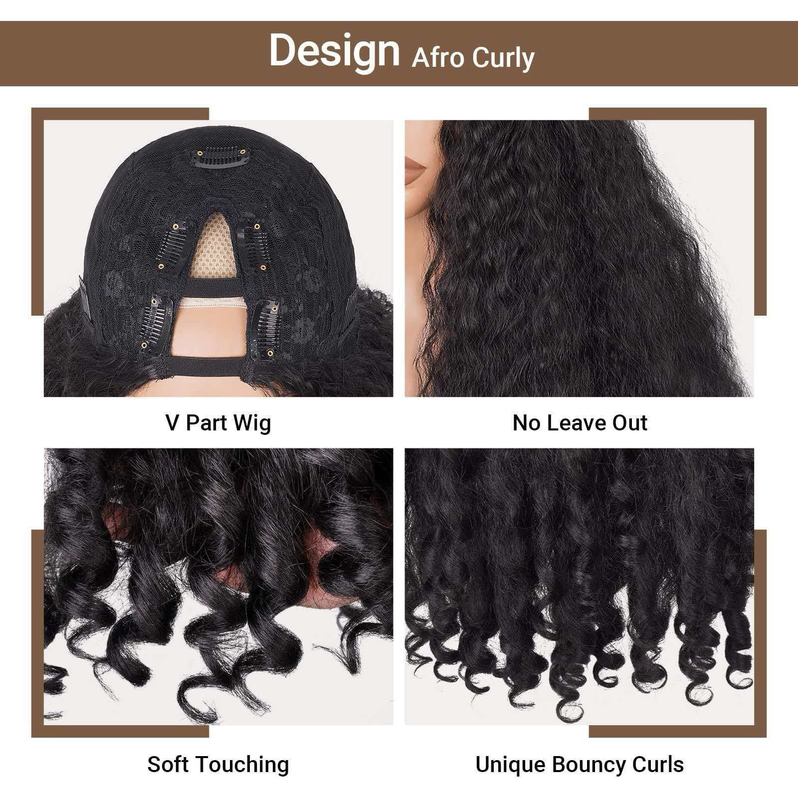24″ Afro Kinky Curly Wig for Women Black Full Heat Resistant Synthetic Cosplay