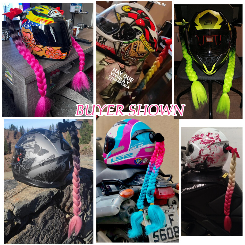 1Pcs Gradient RED Ramp Helmet Braid Ponytail Hair Pigtail For Motorcycle Bike US