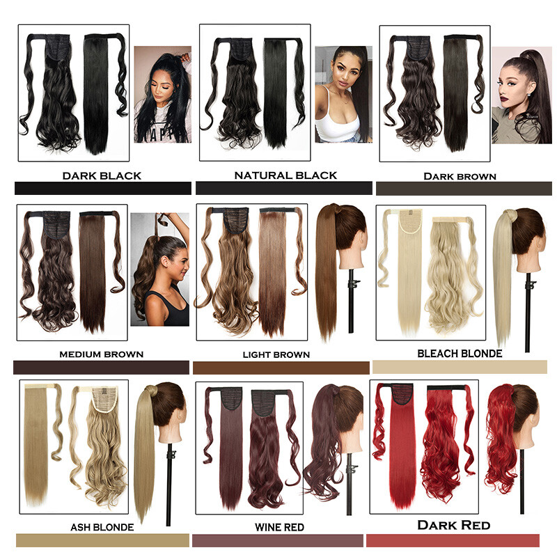 US Thick Clip In Hair Extensions Pony Tail Wrap On Ponytail Long Real As Human