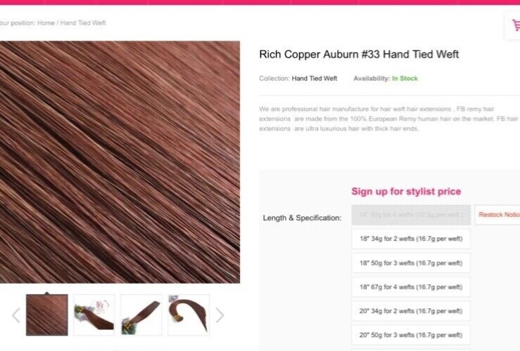 Hand tied extension rich copper and medium auburn