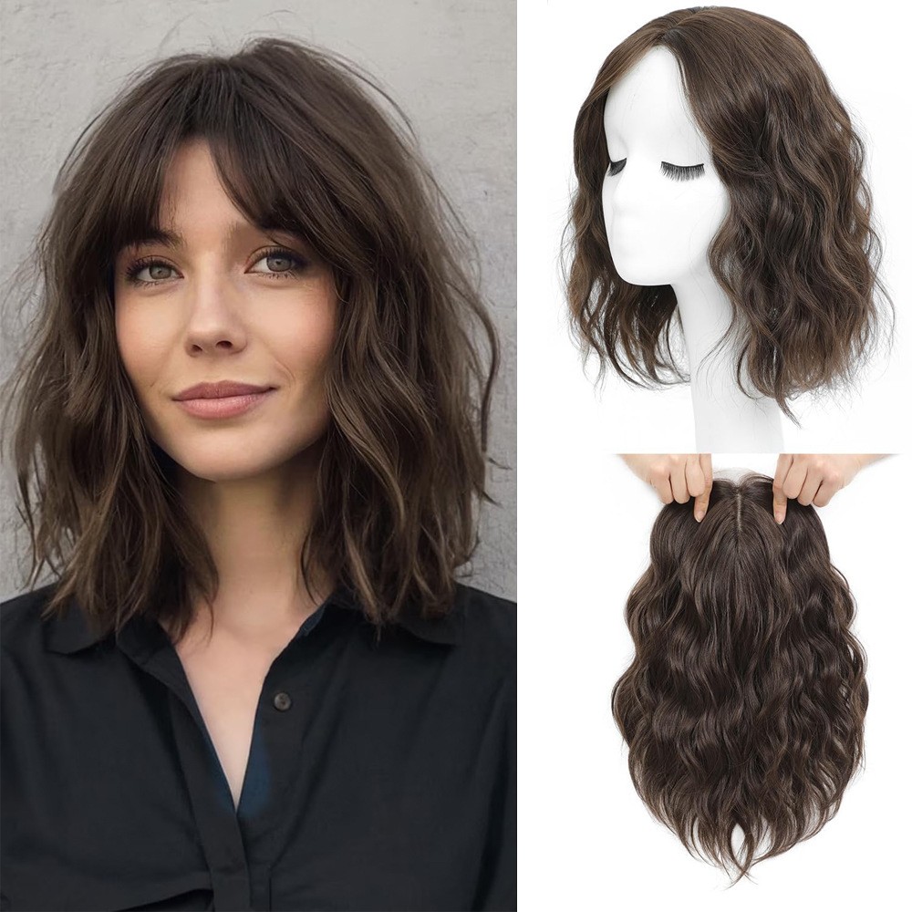 Hair Topper for Women12Inch Curly/Wavy Clip-In Synthetic Hairpiece for Thinning