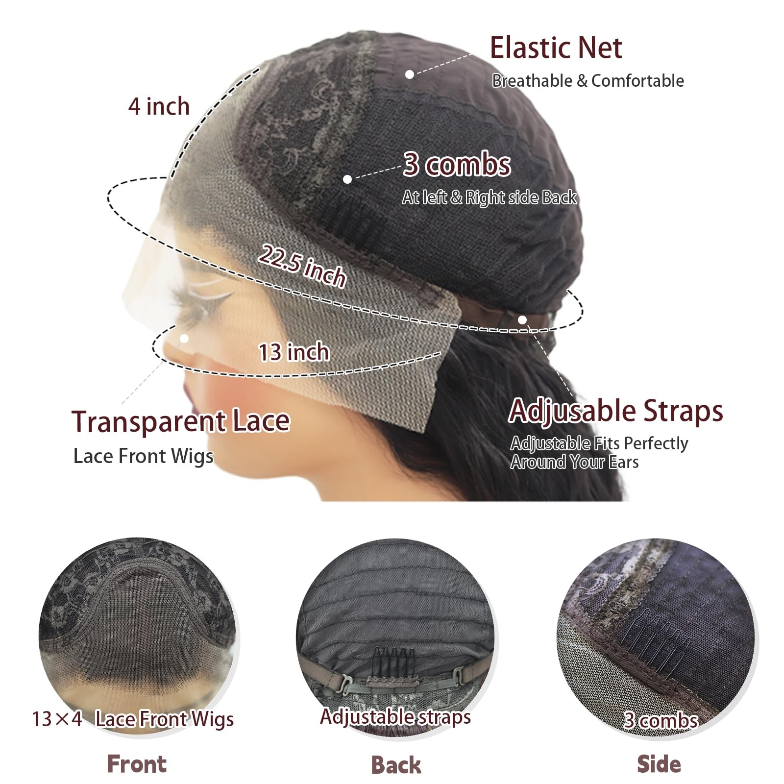 Black Curly Glueless Lace Front Wig 13×4 Long Deep Wave Lace Wigs With Baby H…