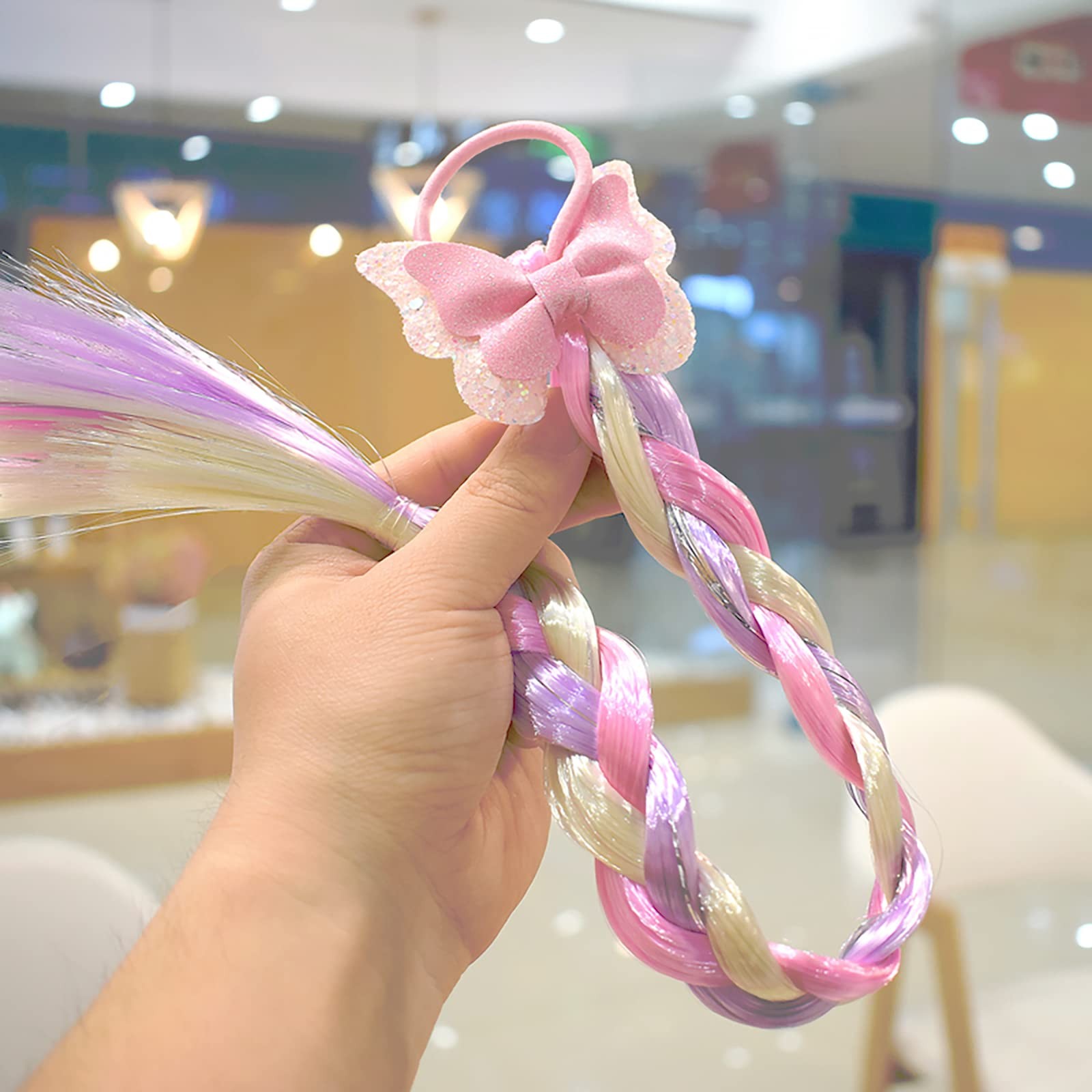 6Pcs Girls Colored 6 Count (Pack of 1), Kids Ponytail Extension Mix Color