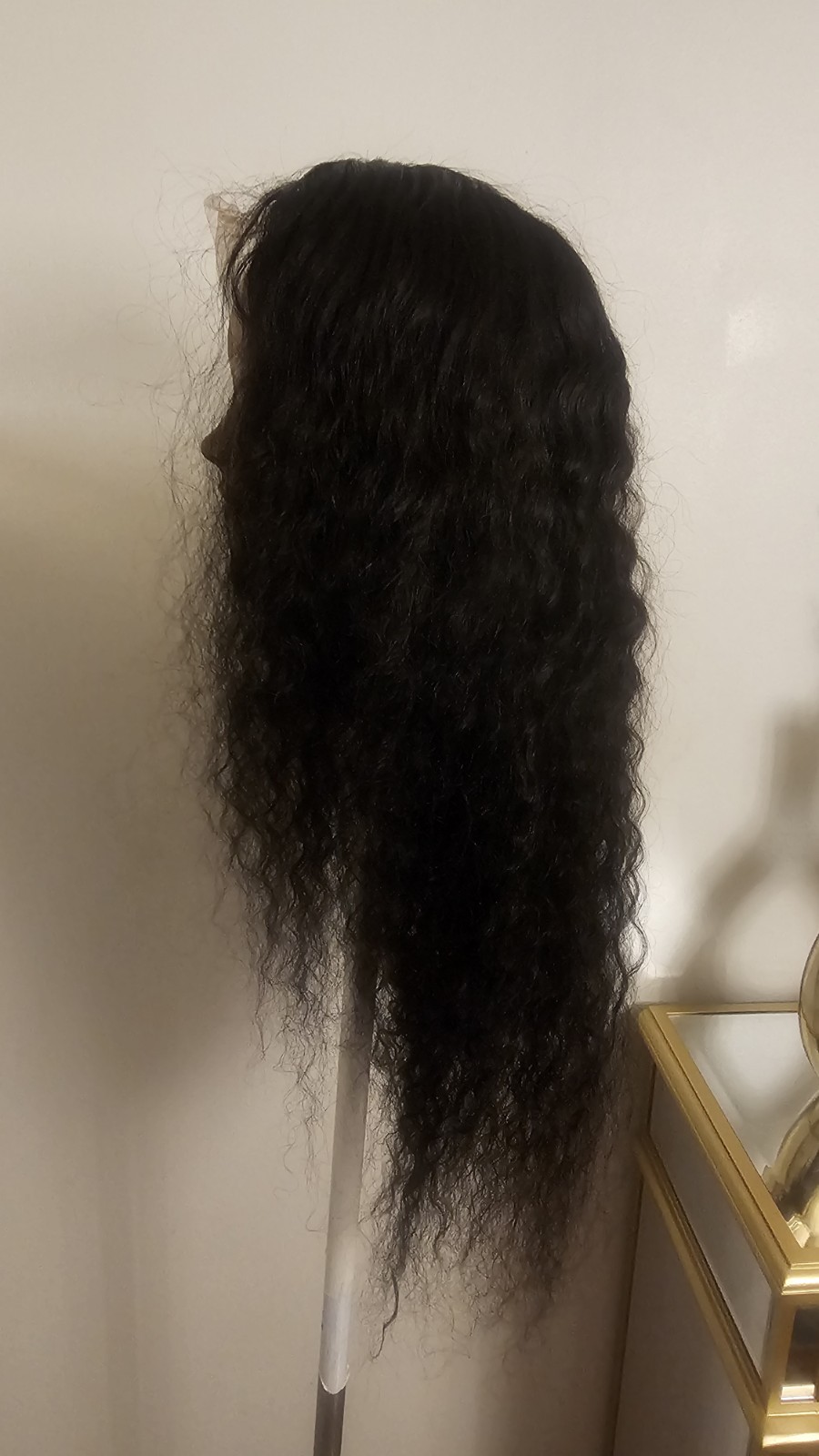 High Quality regular Top Black 24 to 26″ curly 100% Virgin Human Hair Lace Wig
