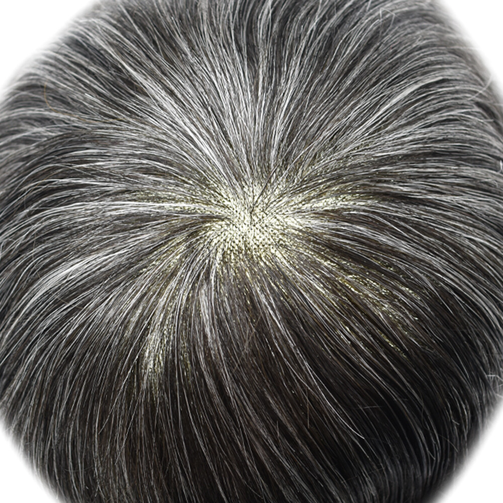 Mens Toupee Human Hair Replacement System Durable Fine Mono Lace Poly Hairpiece