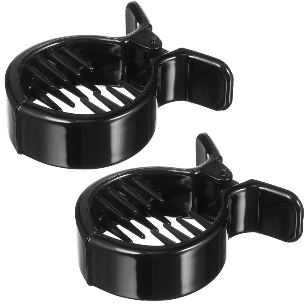 2Pcs Round Black Hair Clips Claw Style for Ponytails Updo Hair Holder Decoration