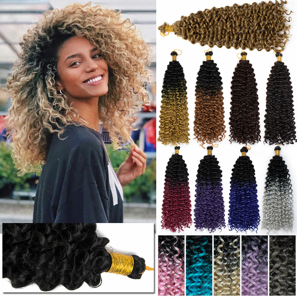 100% Natural Kinky Curly Crochet Braids Long Deep Wave as Human Hair Extension H