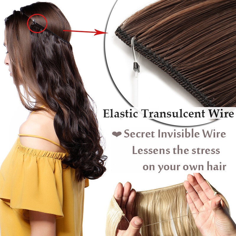 Secret Natural Wire in Hair Extensions Hidden Head Band One Piece Thick as Human