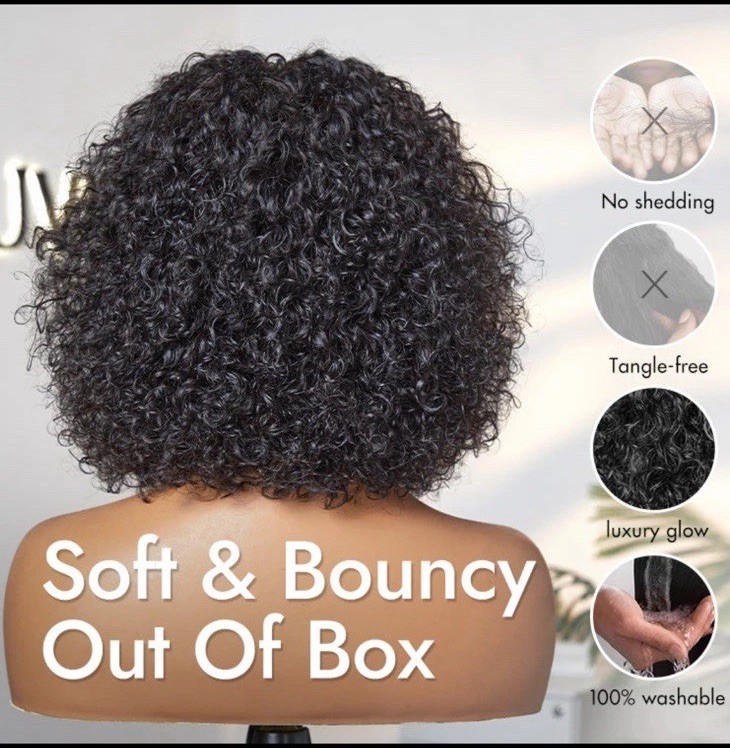 Luvme Hair Water Wave Minimalist Lace Glueless Wig with Bangs 100% Human Hair