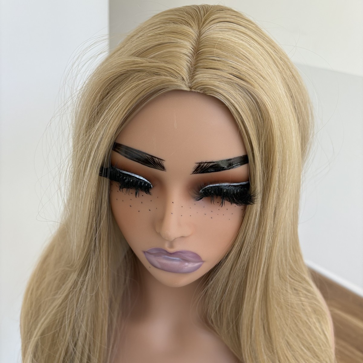 Natural Heat Resistant Synthetic Hair Dress Up Wig Blended Blonde Long Straight