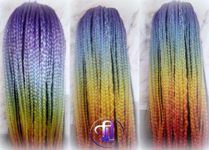 Ponytail Hair Fall Extensions Ombre Rainbow Purple Blue braids hair scrunchy