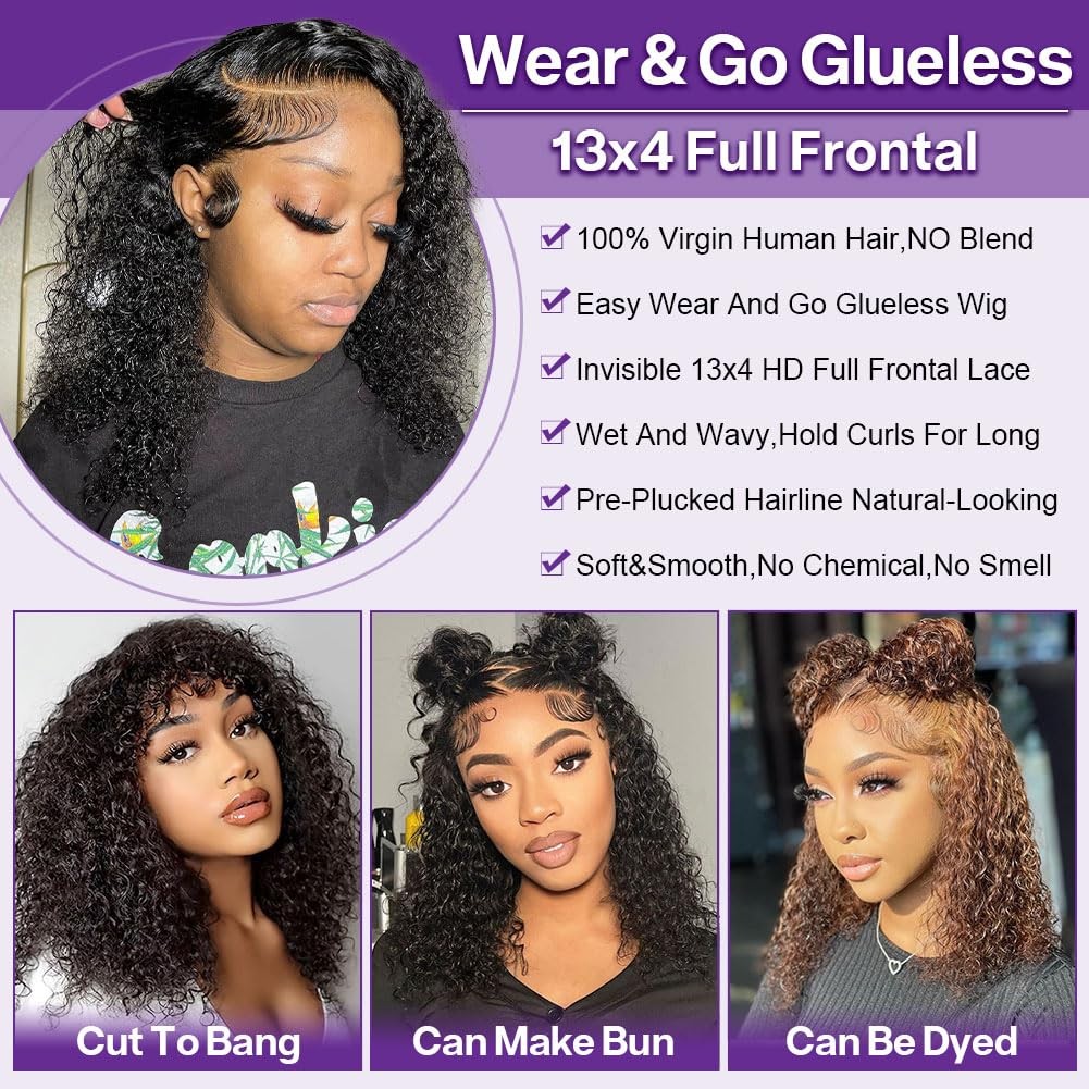 Deep Wave BOB Wig Human Hair 13×4 HD Curly BOB Lace Front Wigs Human Hair Pre…