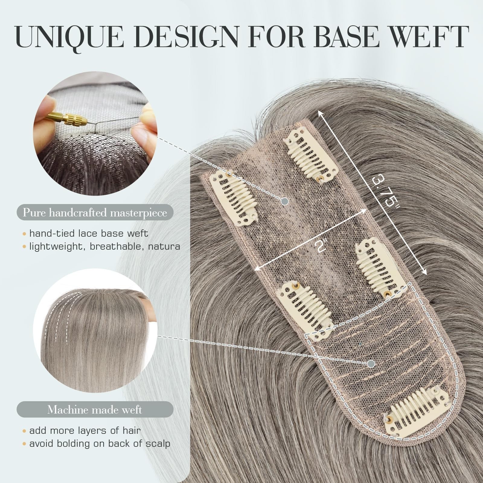 Hairro Human Hair Toppers For Women No Bangs Remy Short Topper Hair Pieces Clip