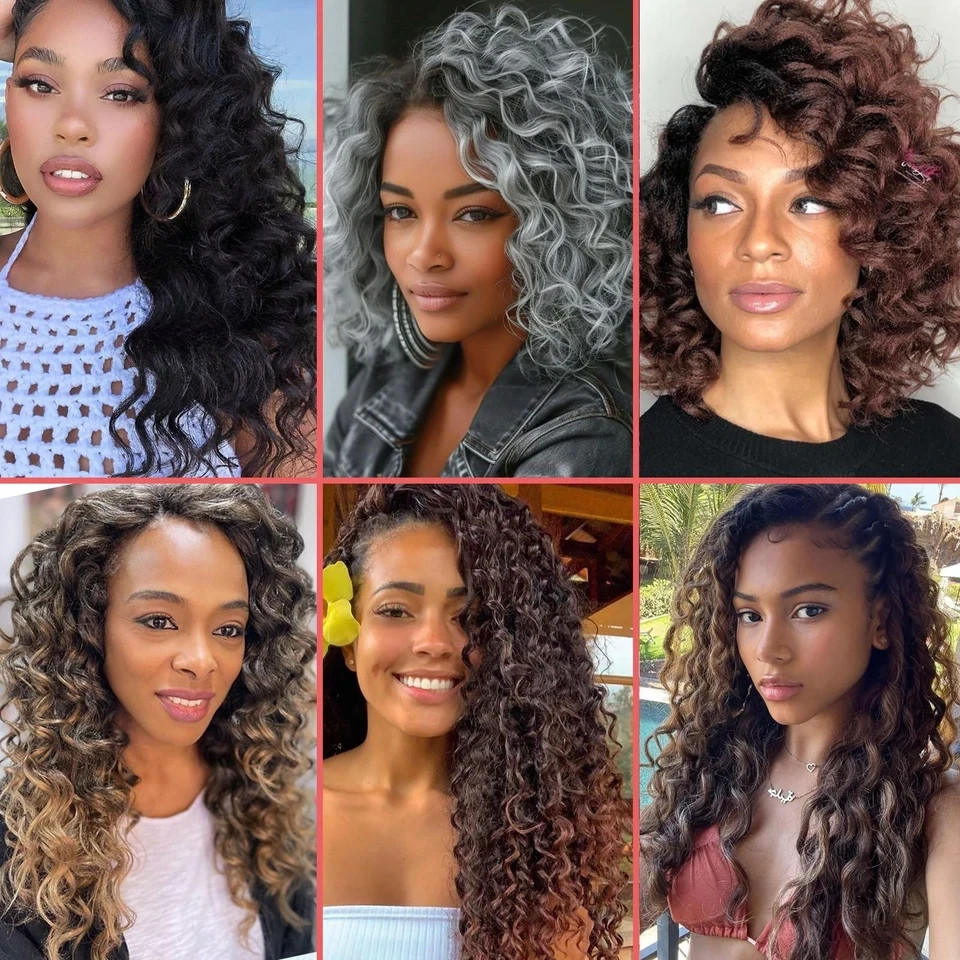 Leeven Pre Looped Ocean Wave Crochet Hair 14 Inch 8 Packs Short Curly Crochet…